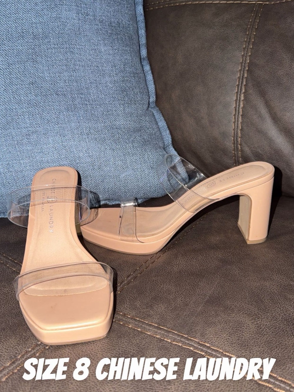 Chinese Laundry Blush Clear-Strap Block Heel Sandals